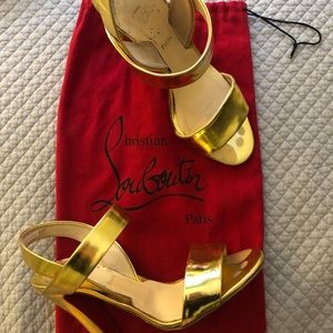 Gold Patent Leather Louboutin Dress Sandals